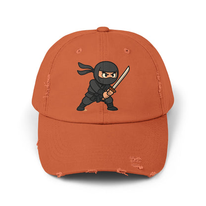 Ninja Unisex Distressed Cap, Fun Gift for Gamers, Trendy Accessory, Casual Wear, Outdoor Hat, Birthday Present