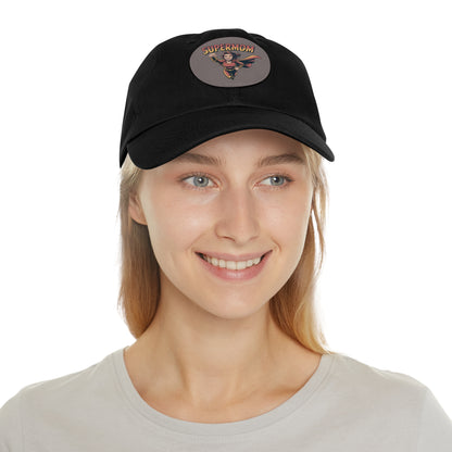 Supermom Dad Hat with Leather Patch, Gift for Moms, Cap for Superheroes, Mother's Day Gift, Casual Hat, Everyday Wear
