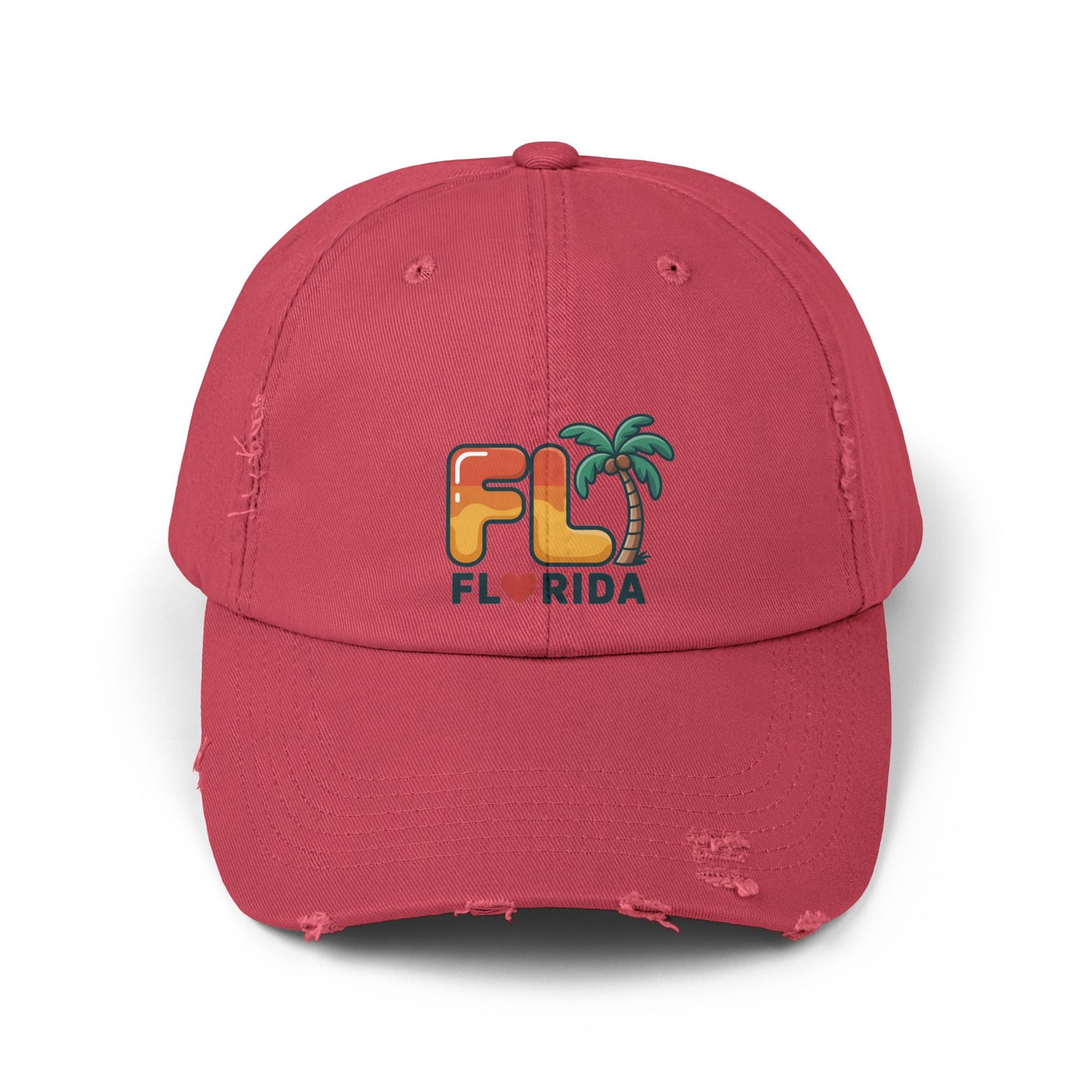 Vibrant Florida Distressed Cap, Casual Summer Hat, Beach Accessories, Travel Gift, Outdoor Apparel, Unisex Headwear