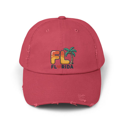 Vibrant Florida Distressed Cap, Casual Summer Hat, Beach Accessories, Travel Gift, Outdoor Apparel, Unisex Headwear