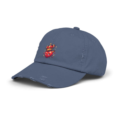 Crowned Heart Distressed Cap - Trendy Unisex Hat, Casual Stylish Accessory for Everyday Wear, Ideal Gift for Birthdays, Festivals, and More