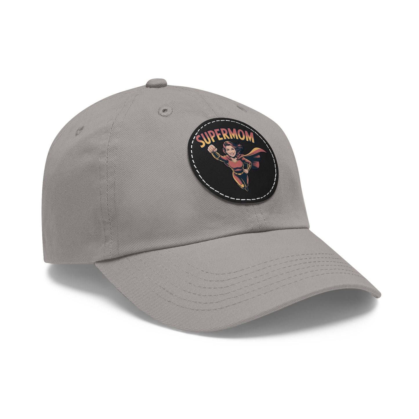 Supermom Dad Hat with Leather Patch, Gift for Moms, Cap for Superheroes, Mother's Day Gift, Casual Hat, Everyday Wear