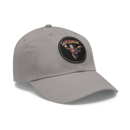 Supermom Dad Hat with Leather Patch, Gift for Moms, Cap for Superheroes, Mother's Day Gift, Casual Hat, Everyday Wear