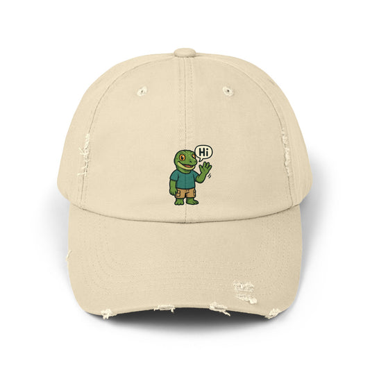 Unisex Distressed Cap with Fun Cartoon Character, Casual Hat, Gift for Friends, Trendy Streetwear, Great for Everyday Wear