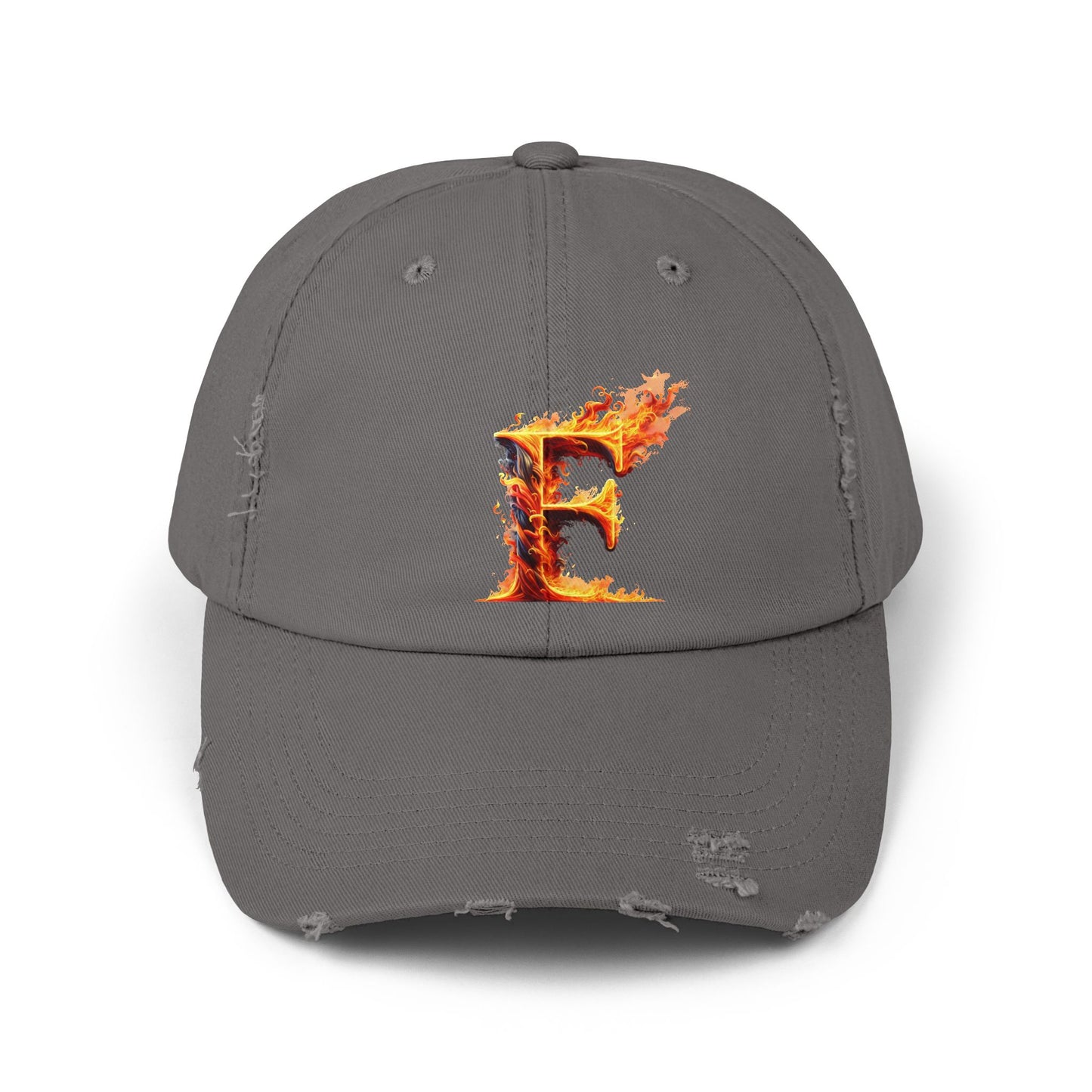 Fire Letter F Distressed Cap, Trendy Black Cap, Unisex Baseball Cap, Cool Casual Hat, Unique Gift for Him/Her, Everyday Accessory