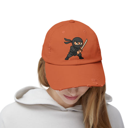 Ninja Unisex Distressed Cap, Fun Gift for Gamers, Trendy Accessory, Casual Wear, Outdoor Hat, Birthday Present