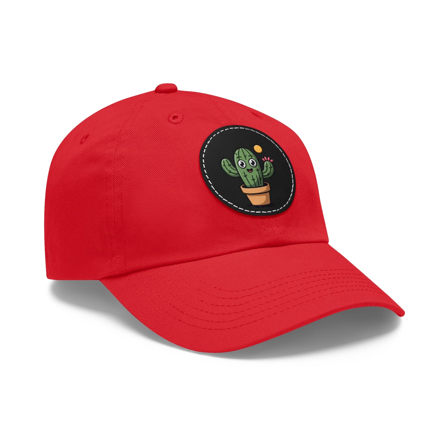 Cactus Dad Hat with Leather Patch, Cute Summer Cap, Gift for Plant Lovers, Adjustable Dad Hat, Trendy Accessories