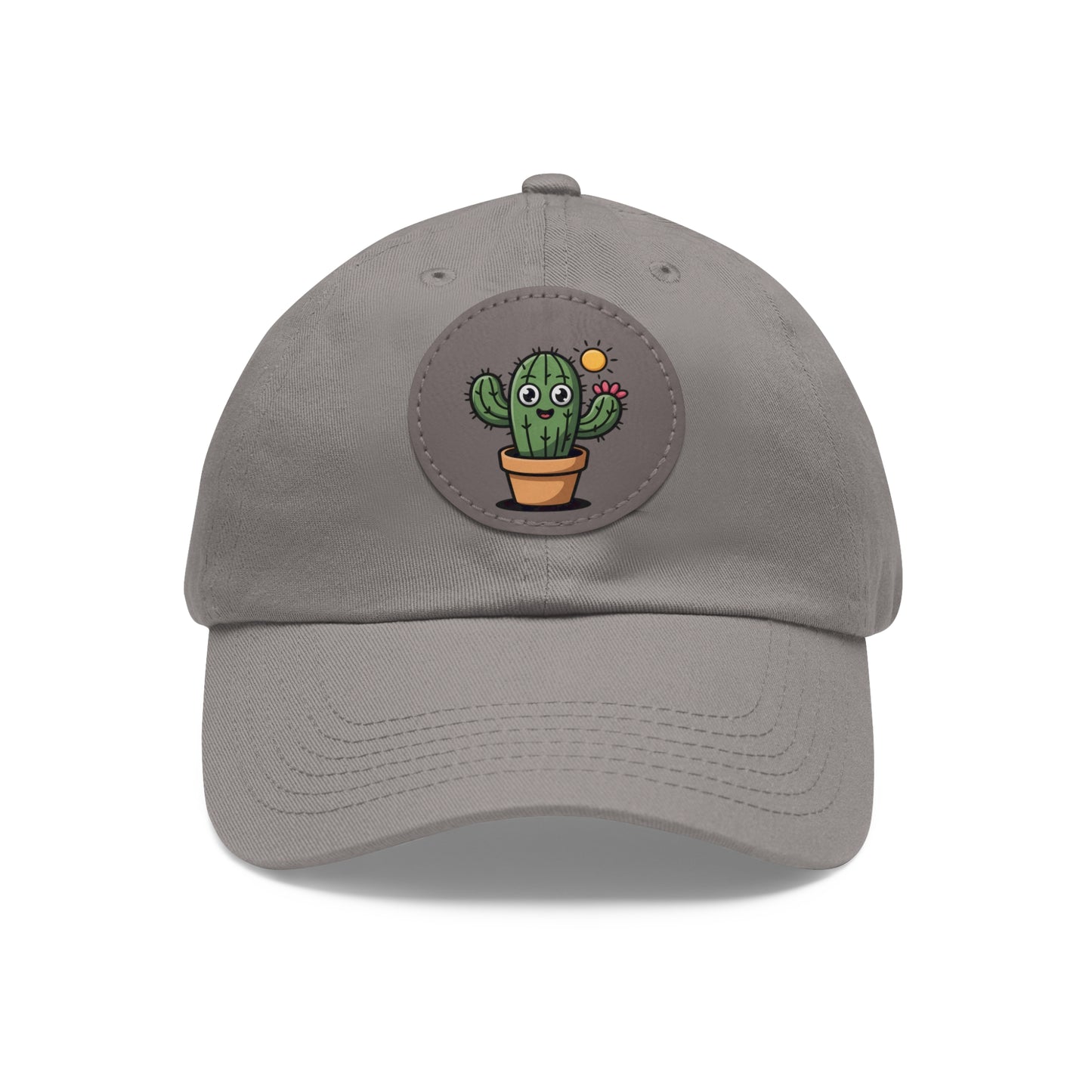 Cactus Dad Hat with Leather Patch, Cute Summer Cap, Gift for Plant Lovers, Adjustable Dad Hat, Trendy Accessories
