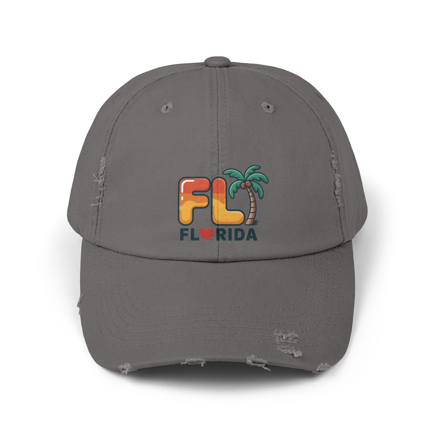 Vibrant Florida Distressed Cap, Casual Summer Hat, Beach Accessories, Travel Gift, Outdoor Apparel, Unisex Headwear