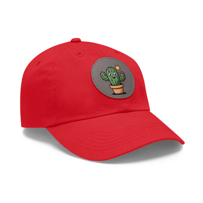 Cactus Dad Hat with Leather Patch, Cute Summer Cap, Gift for Plant Lovers, Adjustable Dad Hat, Trendy Accessories