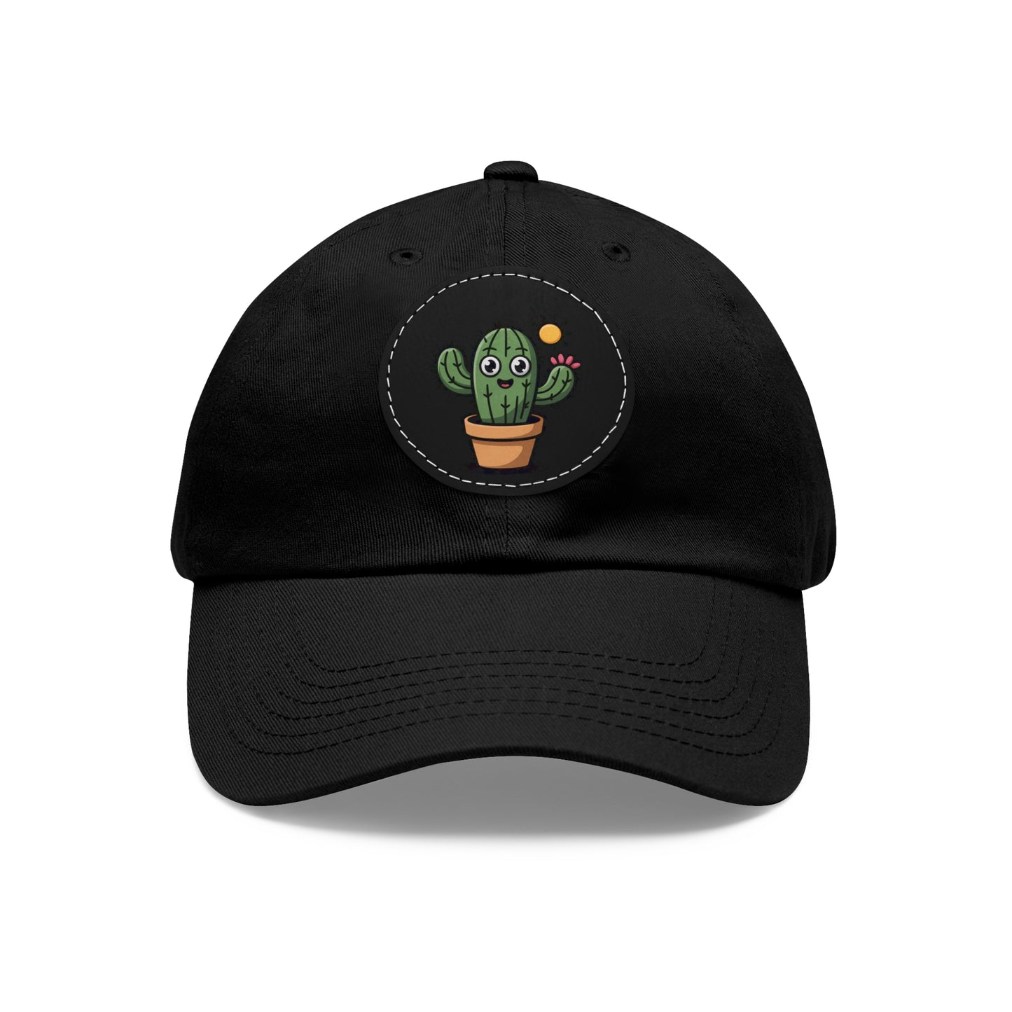Cactus Dad Hat with Leather Patch, Cute Summer Cap, Gift for Plant Lovers, Adjustable Dad Hat, Trendy Accessories