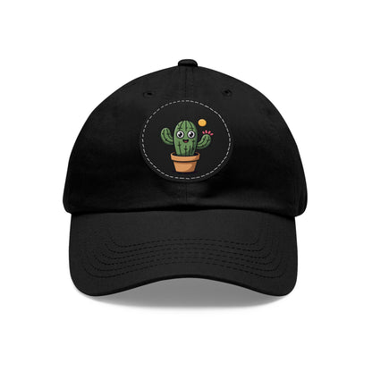 Cactus Dad Hat with Leather Patch, Cute Summer Cap, Gift for Plant Lovers, Adjustable Dad Hat, Trendy Accessories