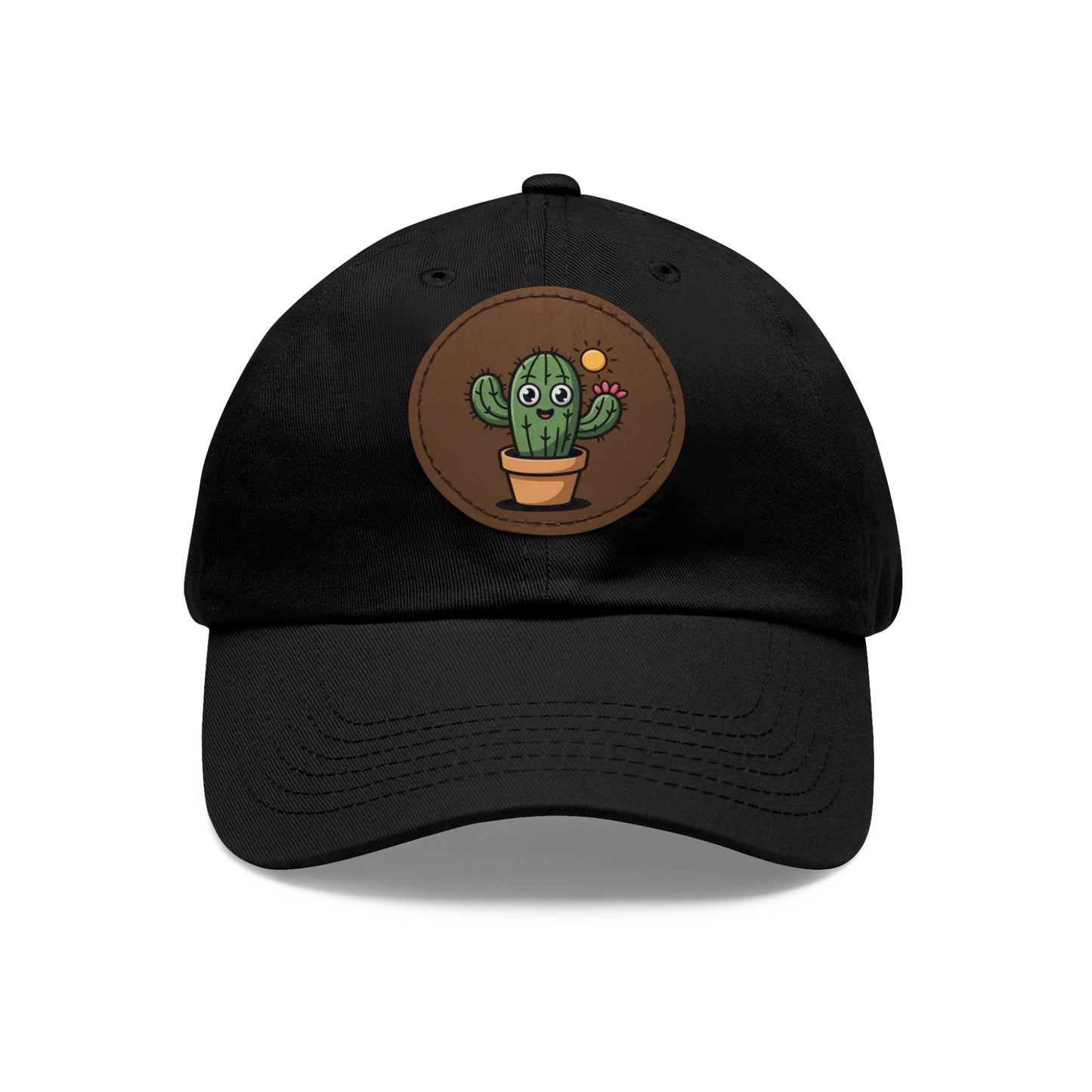 Cactus Dad Hat with Leather Patch, Cute Summer Cap, Gift for Plant Lovers, Adjustable Dad Hat, Trendy Accessories