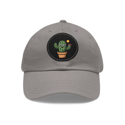 Cactus Dad Hat with Leather Patch, Cute Summer Cap, Gift for Plant Lovers, Adjustable Dad Hat, Trendy Accessories