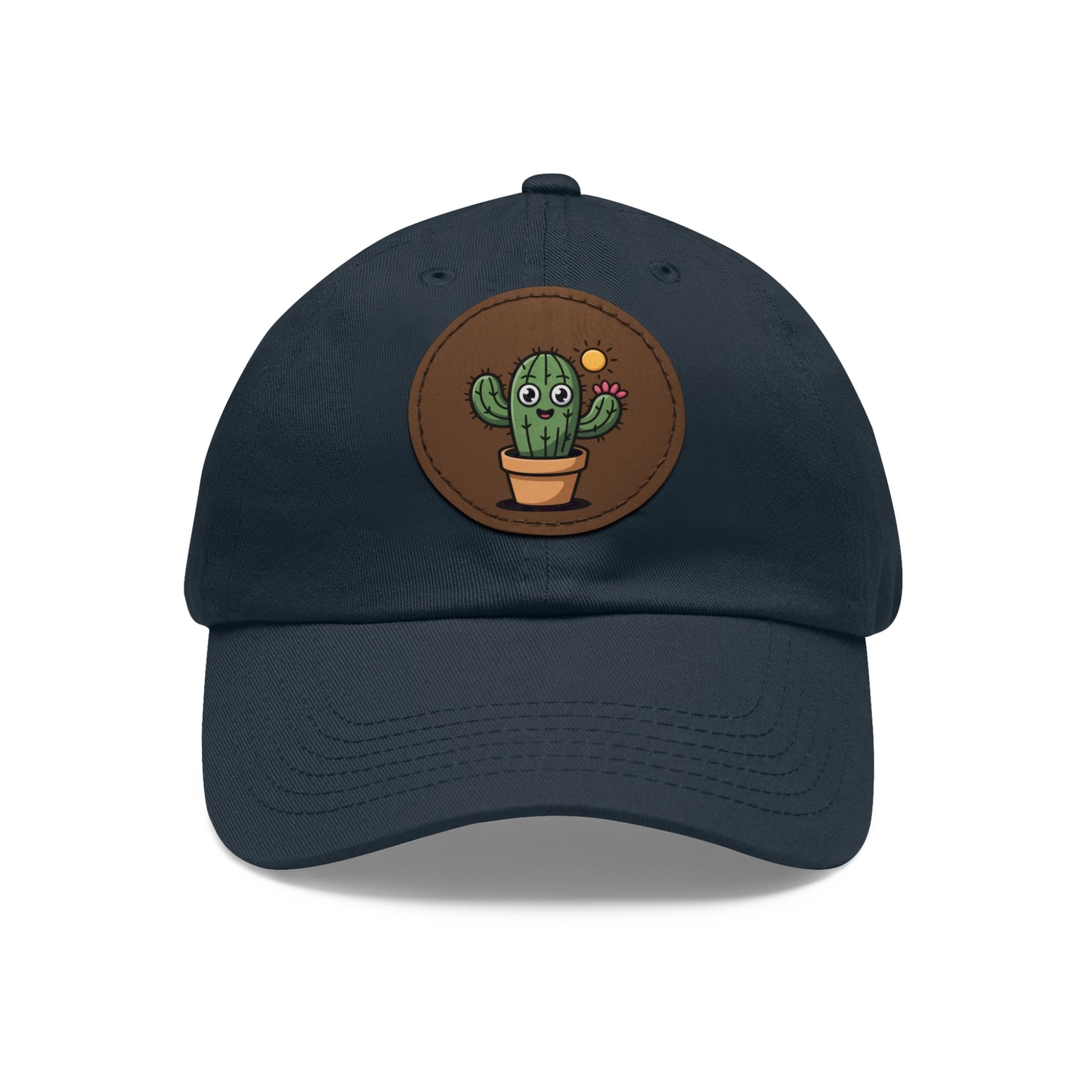 Cactus Dad Hat with Leather Patch, Cute Summer Cap, Gift for Plant Lovers, Adjustable Dad Hat, Trendy Accessories