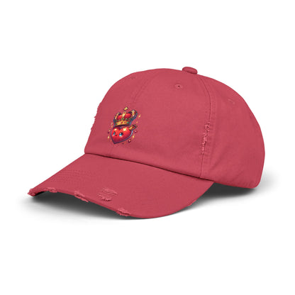 Crowned Heart Distressed Cap - Trendy Unisex Hat, Casual Stylish Accessory for Everyday Wear, Ideal Gift for Birthdays, Festivals, and More
