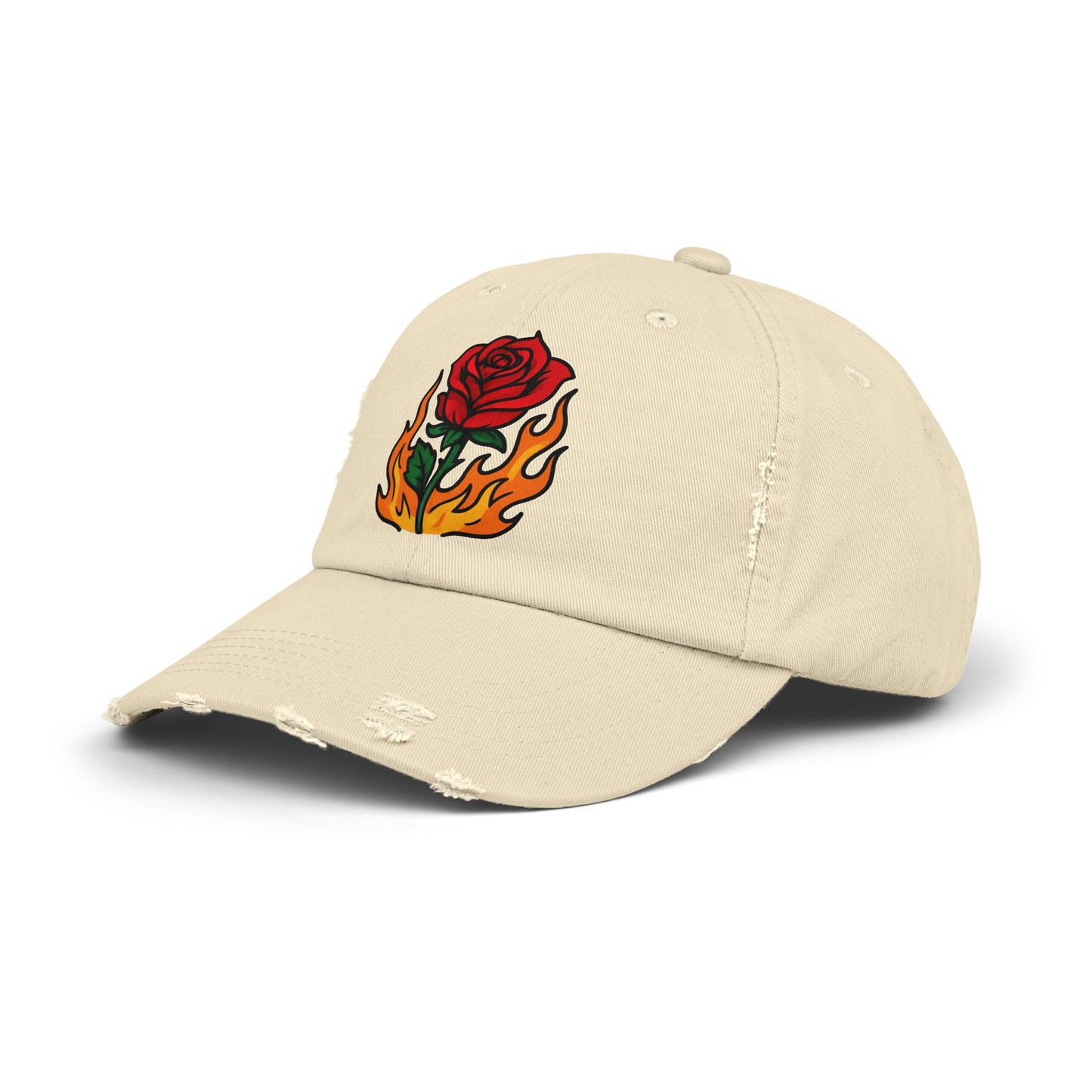 Flaming Rose Distressed Cap