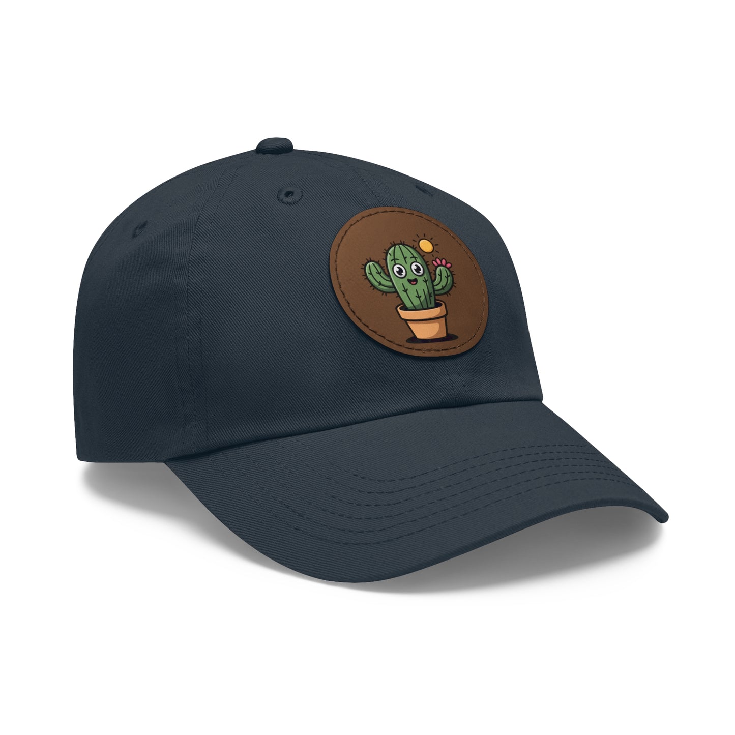 Cactus Dad Hat with Leather Patch, Cute Summer Cap, Gift for Plant Lovers, Adjustable Dad Hat, Trendy Accessories
