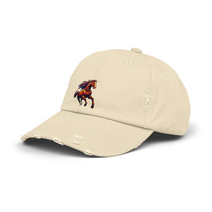 Vibrant Horse Distressed Cap | Unisex, Casual Style, Perfect Gift for Animal Lovers, Summer Outings, Outdoor Adventures, Birthdays