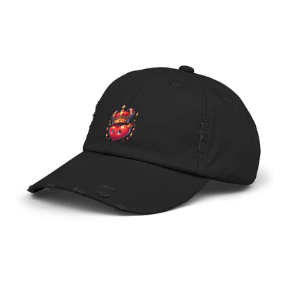 Crowned Heart Distressed Cap - Trendy Unisex Hat, Casual Stylish Accessory for Everyday Wear, Ideal Gift for Birthdays, Festivals, and More