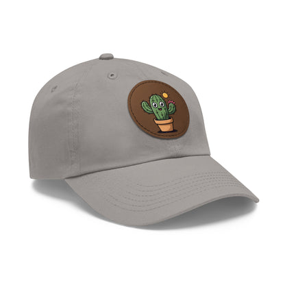 Cactus Dad Hat with Leather Patch, Cute Summer Cap, Gift for Plant Lovers, Adjustable Dad Hat, Trendy Accessories