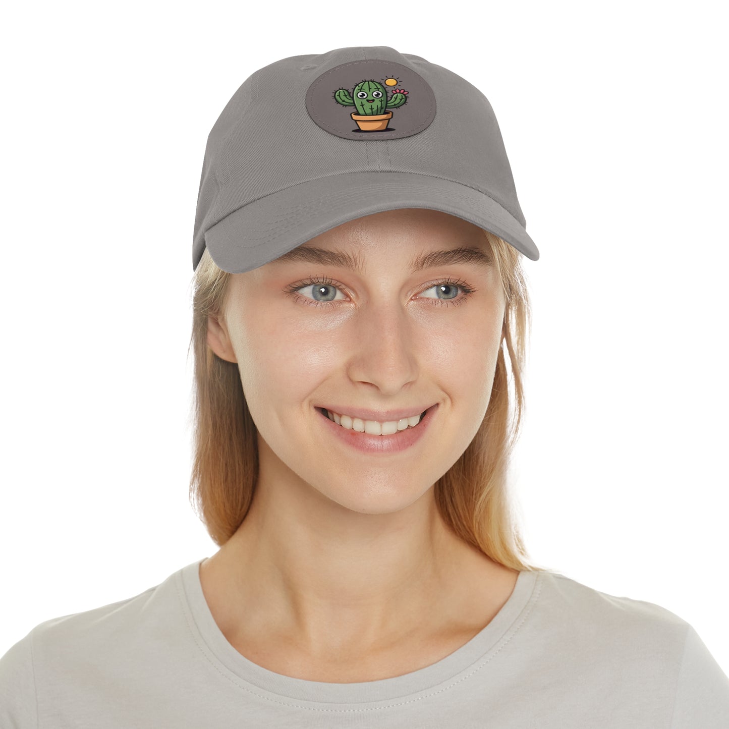 Cactus Dad Hat with Leather Patch, Cute Summer Cap, Gift for Plant Lovers, Adjustable Dad Hat, Trendy Accessories