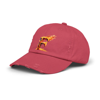 Fire Letter F Distressed Cap, Trendy Black Cap, Unisex Baseball Cap, Cool Casual Hat, Unique Gift for Him/Her, Everyday Accessory