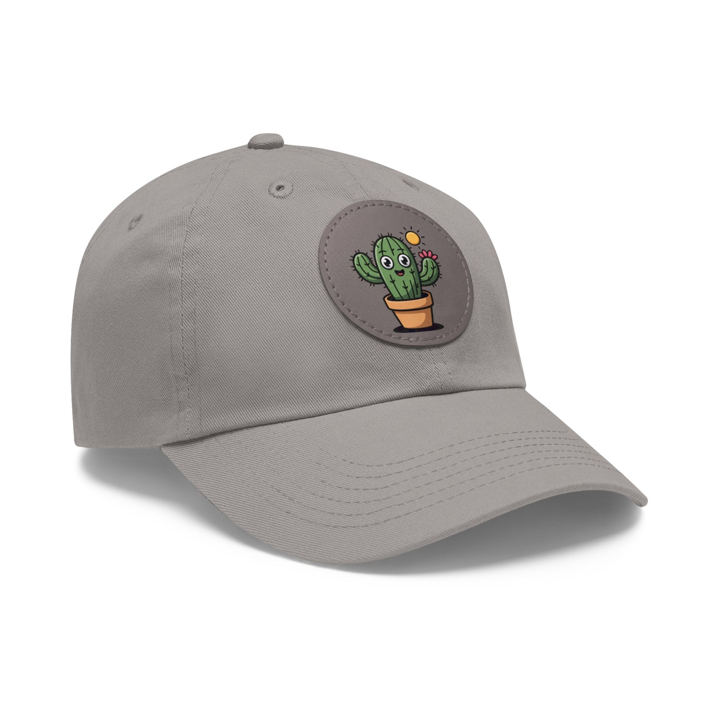 Cactus Dad Hat with Leather Patch, Cute Summer Cap, Gift for Plant Lovers, Adjustable Dad Hat, Trendy Accessories