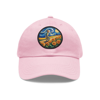 Dad Hat with Leather Patch (Round)