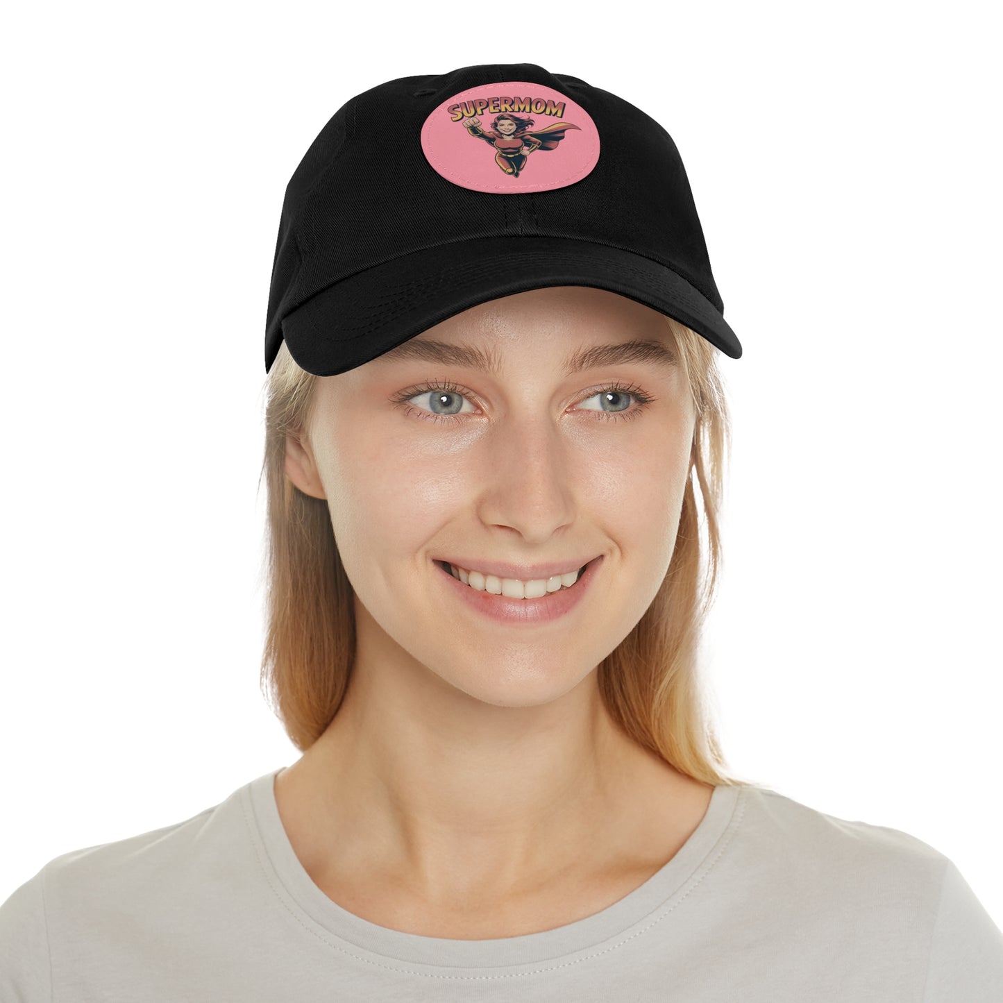 Supermom Dad Hat with Leather Patch, Gift for Moms, Cap for Superheroes, Mother's Day Gift, Casual Hat, Everyday Wear