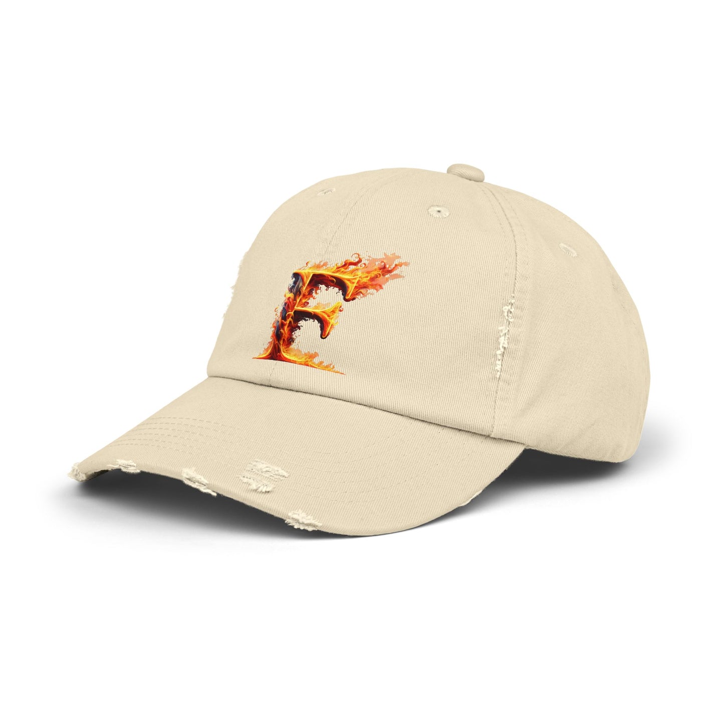 Fire Letter F Distressed Cap, Trendy Black Cap, Unisex Baseball Cap, Cool Casual Hat, Unique Gift for Him/Her, Everyday Accessory