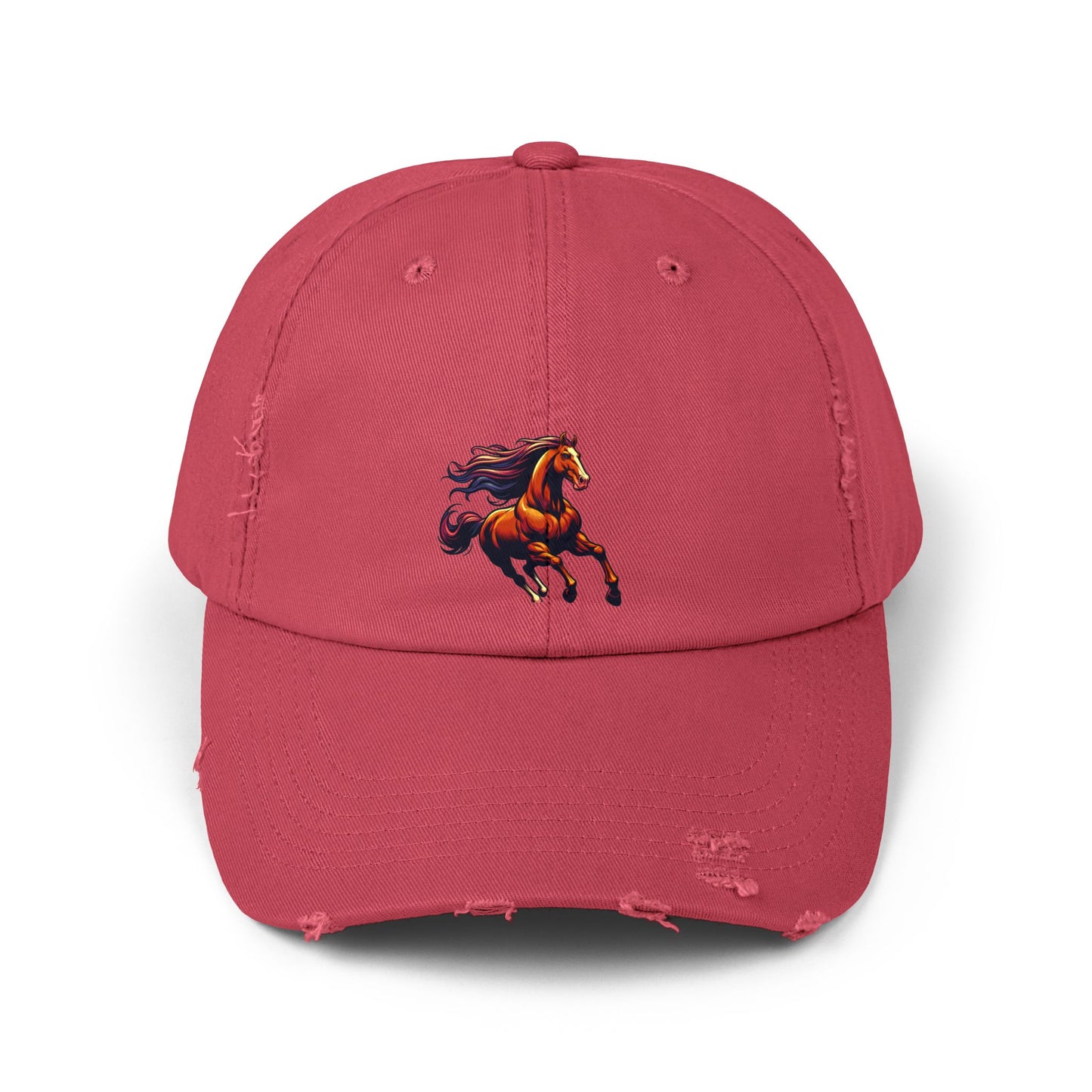 Vibrant Horse Distressed Cap | Unisex, Casual Style, Perfect Gift for Animal Lovers, Summer Outings, Outdoor Adventures, Birthdays