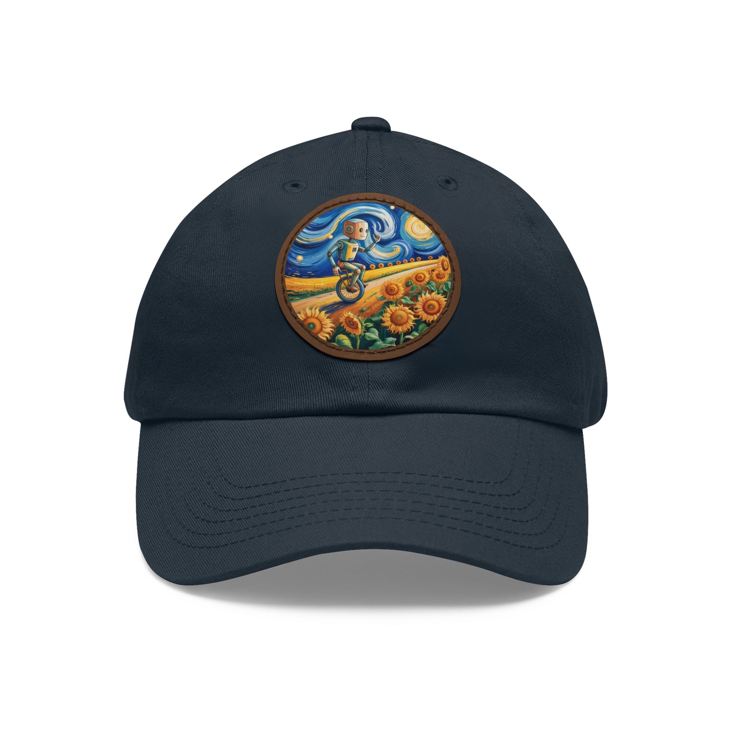 Dad Hat with Leather Patch (Round)