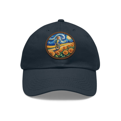 Dad Hat with Leather Patch (Round)