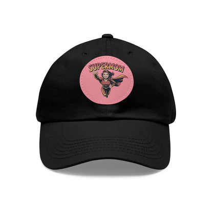Supermom Dad Hat with Leather Patch, Gift for Moms, Cap for Superheroes, Mother's Day Gift, Casual Hat, Everyday Wear