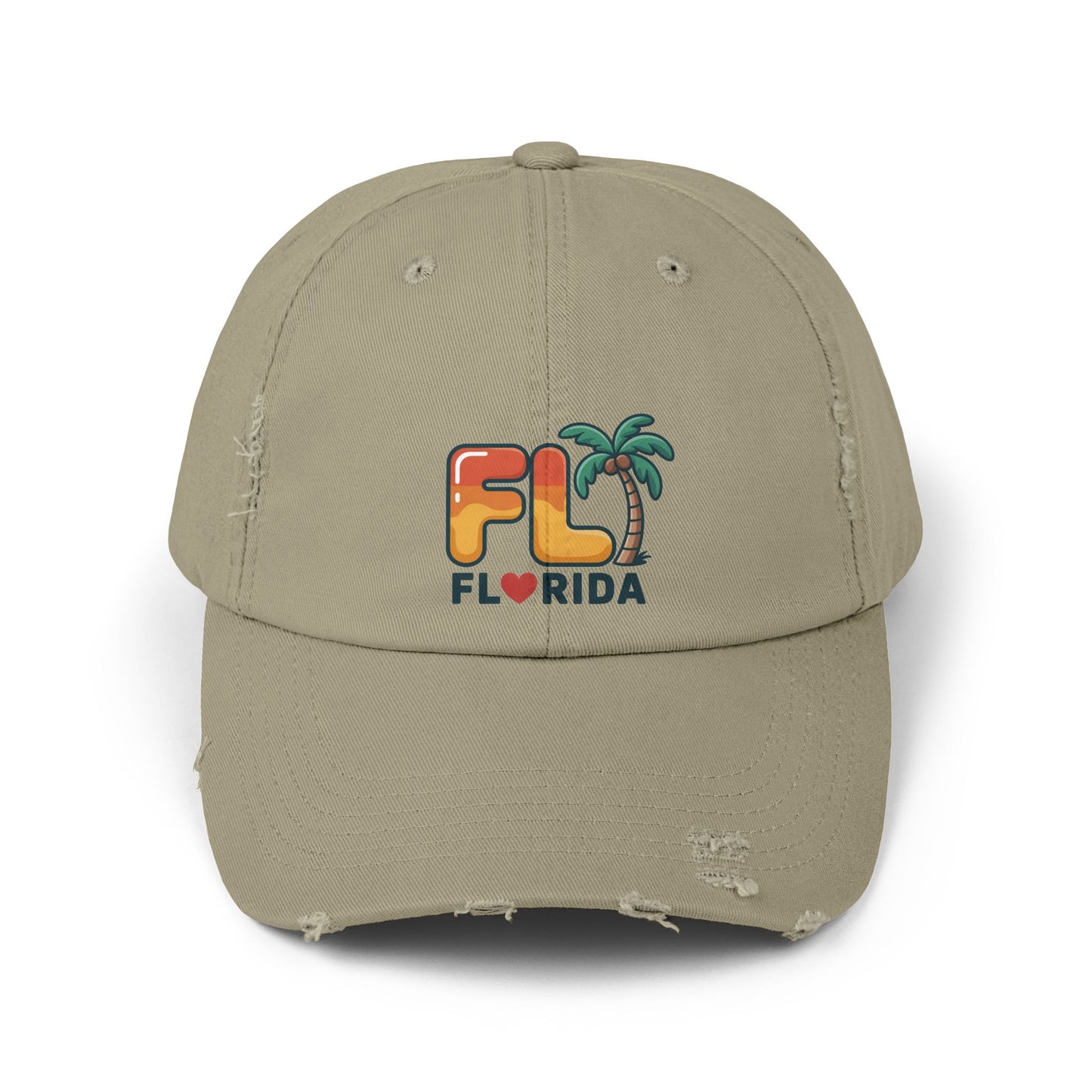 Vibrant Florida Distressed Cap, Casual Summer Hat, Beach Accessories, Travel Gift, Outdoor Apparel, Unisex Headwear