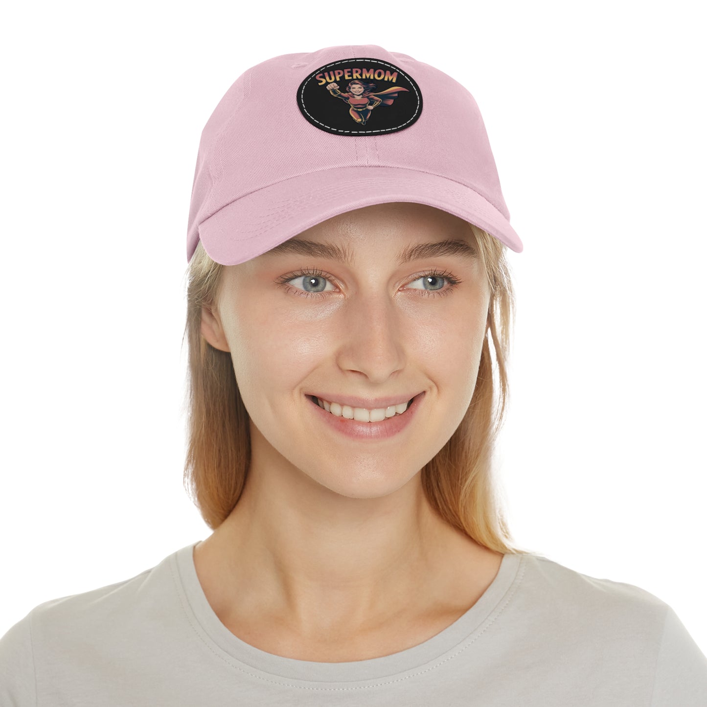 Supermom Dad Hat with Leather Patch, Gift for Moms, Cap for Superheroes, Mother's Day Gift, Casual Hat, Everyday Wear