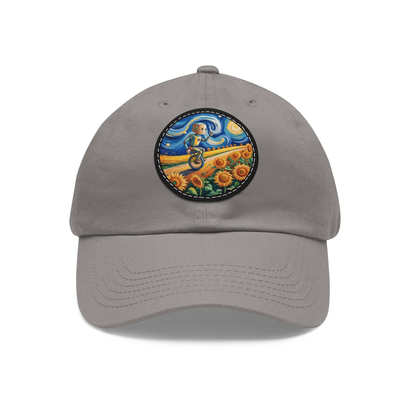 Dad Hat with Leather Patch (Round)