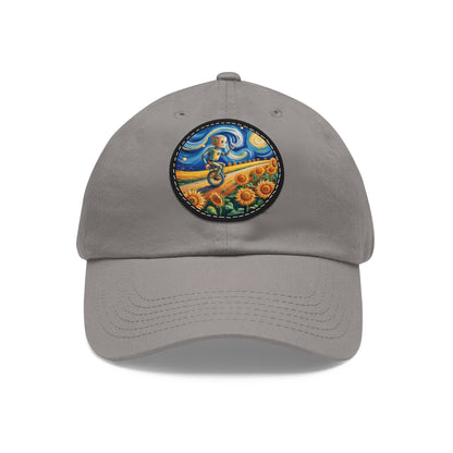 Dad Hat with Leather Patch (Round)