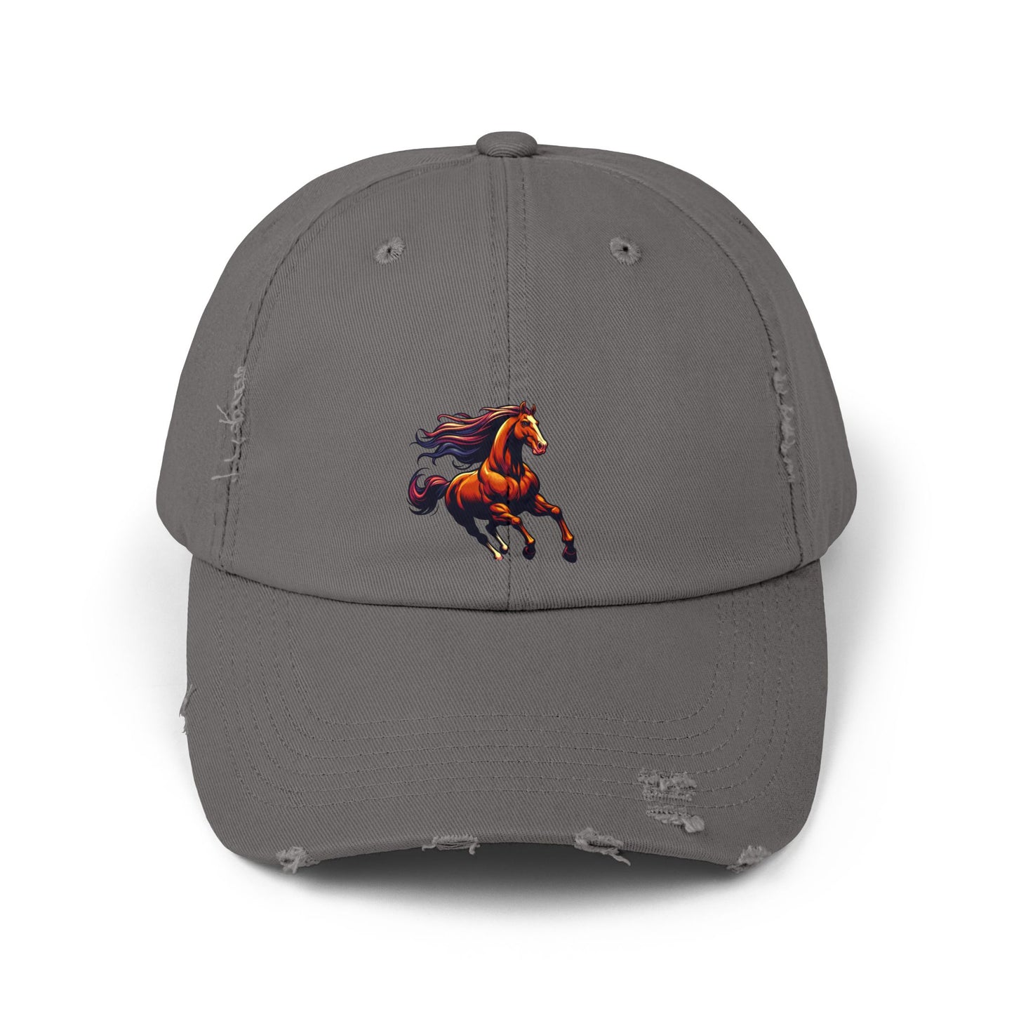 Vibrant Horse Distressed Cap | Unisex, Casual Style, Perfect Gift for Animal Lovers, Summer Outings, Outdoor Adventures, Birthdays