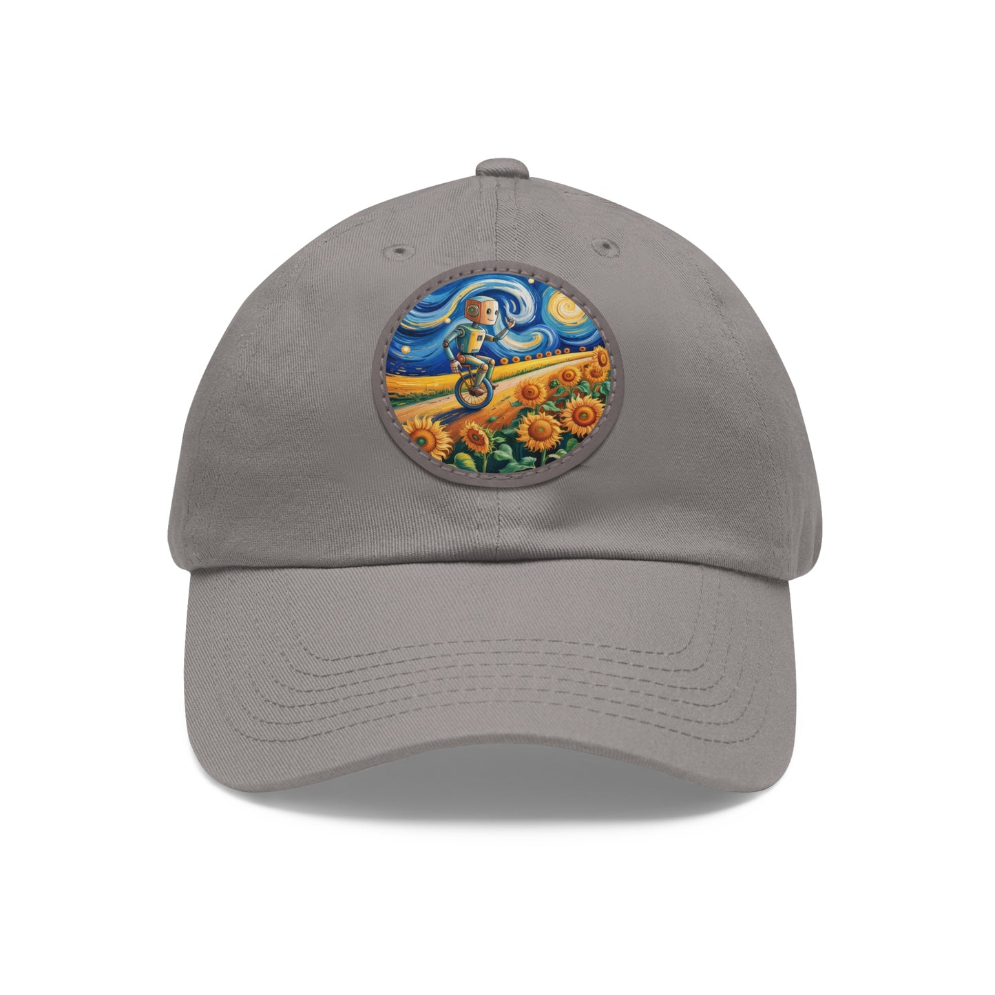 Dad Hat with Leather Patch (Round)