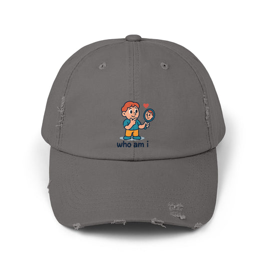 Unisex Distressed Cap with Cute Character Design, Casual Hat, Trendy Cap, Vintage Style Hat, Adjustable Cap, Perfect Gift for Friends