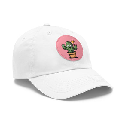 Cactus Dad Hat with Leather Patch, Cute Summer Cap, Gift for Plant Lovers, Adjustable Dad Hat, Trendy Accessories