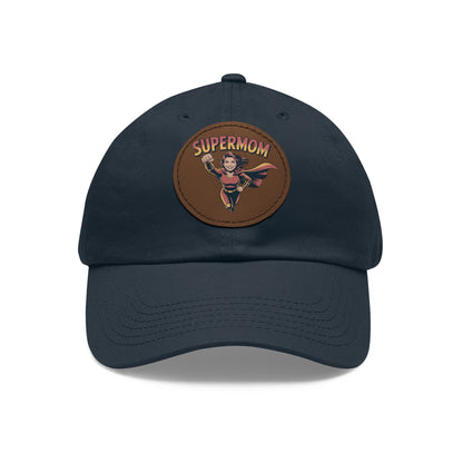 Supermom Dad Hat with Leather Patch, Gift for Moms, Cap for Superheroes, Mother's Day Gift, Casual Hat, Everyday Wear