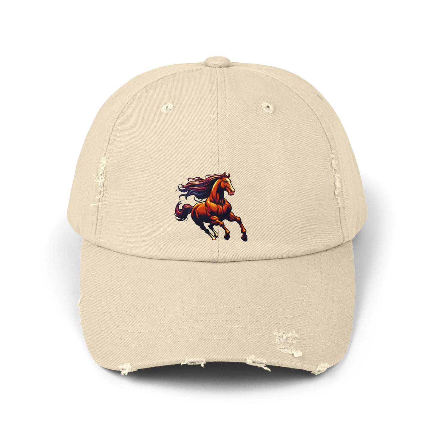 Vibrant Horse Distressed Cap | Unisex, Casual Style, Perfect Gift for Animal Lovers, Summer Outings, Outdoor Adventures, Birthdays