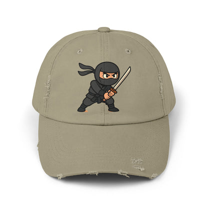 Ninja Unisex Distressed Cap, Fun Gift for Gamers, Trendy Accessory, Casual Wear, Outdoor Hat, Birthday Present