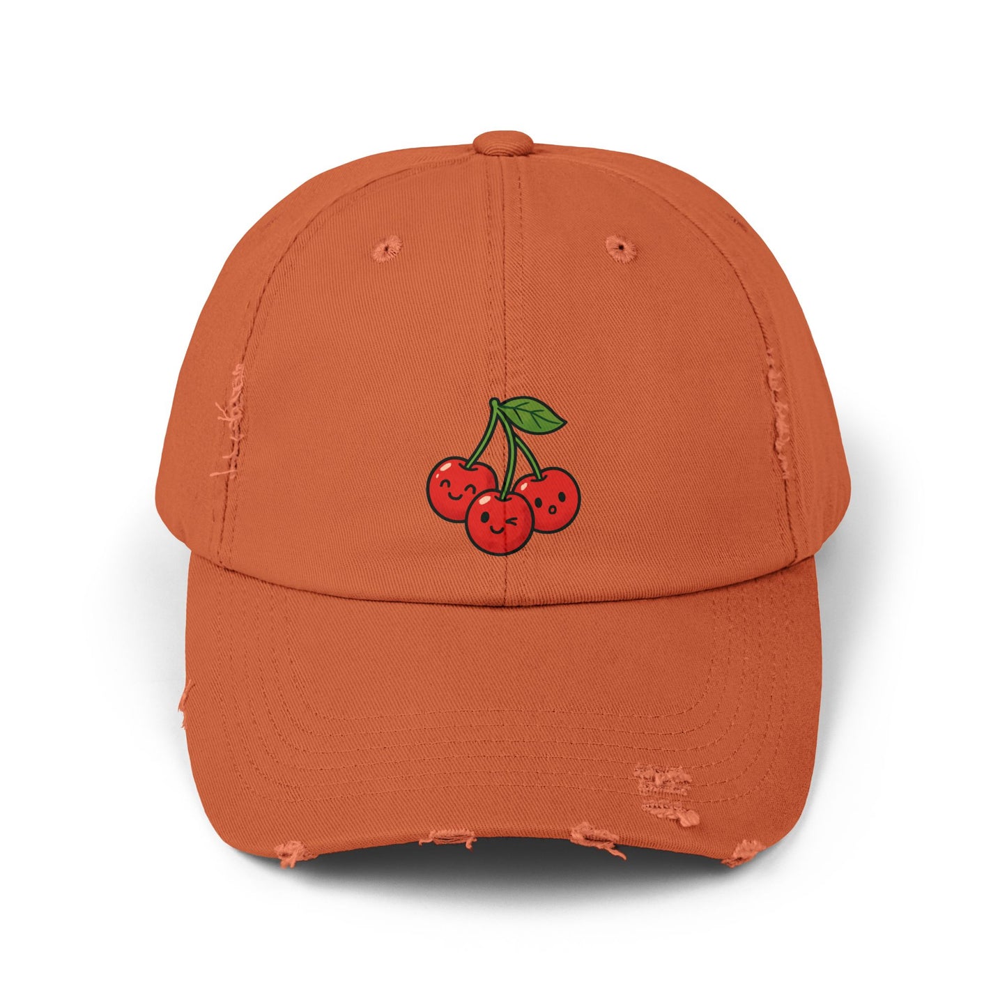 Cherry Embroidered Unisex Distressed Cap, Vintage Baseball Hat, Cute Cherry Hat, Casual Summer Accessory, Gift for Friends