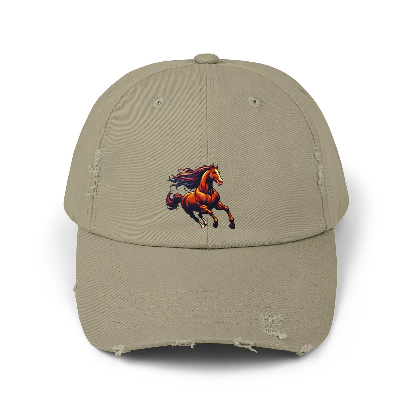 Vibrant Horse Distressed Cap | Unisex, Casual Style, Perfect Gift for Animal Lovers, Summer Outings, Outdoor Adventures, Birthdays