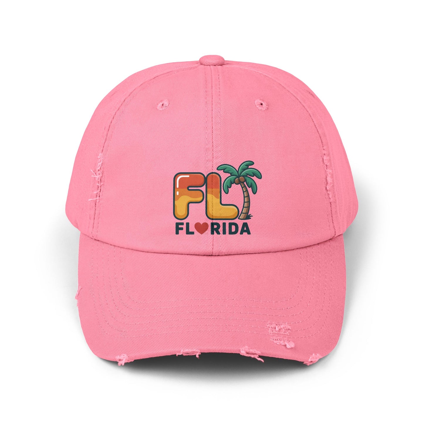 Vibrant Florida Distressed Cap, Casual Summer Hat, Beach Accessories, Travel Gift, Outdoor Apparel, Unisex Headwear